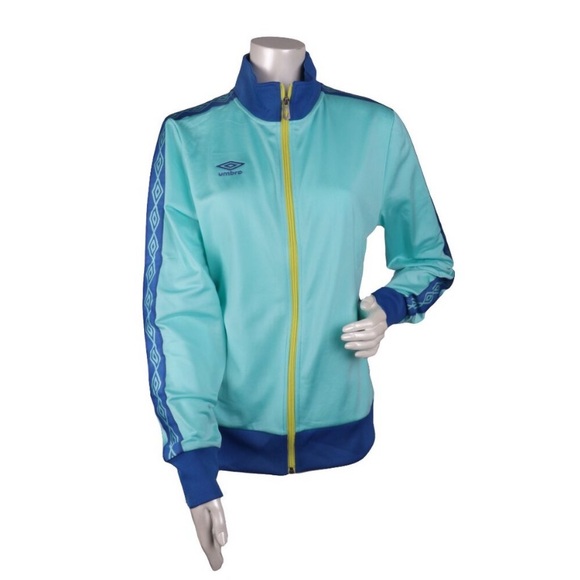 Umbro Track Jacket Coat Full Zip Sports Soccer Footie Turquoise Blue Yellow NEW - Picture 3 of 5